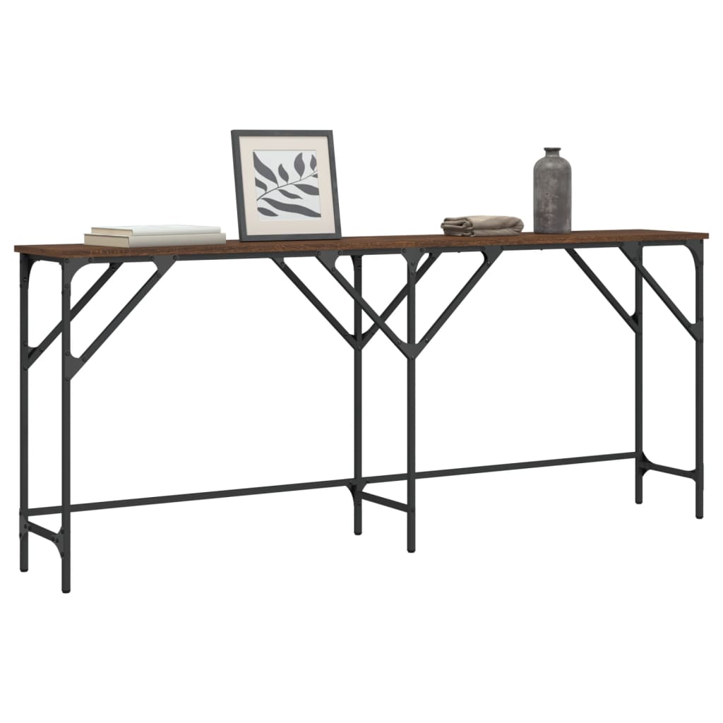 foto del prodotto tavolino consolle rovere marrone 180x29x75 cm legno multistratocod mxl 86354