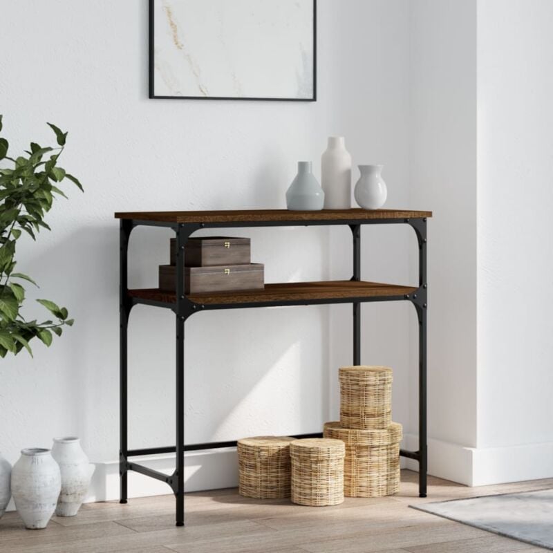foto del prodotto tavolino consolle rovere marrone 75x35,5x75cm legno multistrato vidaxl