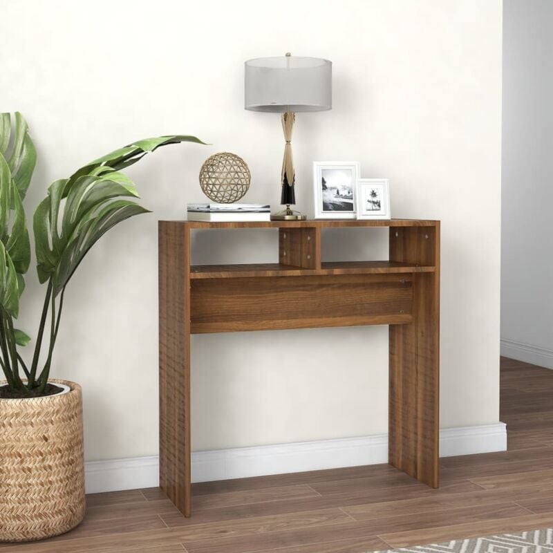 foto del prodotto tavolino consolle rovere marrone 78x30x80 cm legno multistrato vidaxl