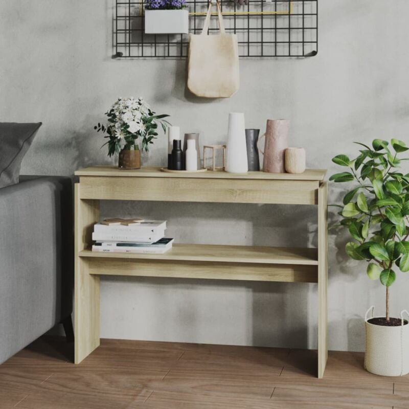 foto del prodotto tavolino consolle rovere sonoma 102x30x80 cm legno multistrato vidaxl