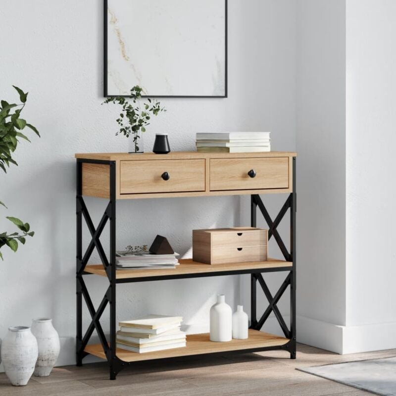 foto del prodotto tavolino consolle rovere sonoma 75x28x75cm in legno multistrato vidaxl