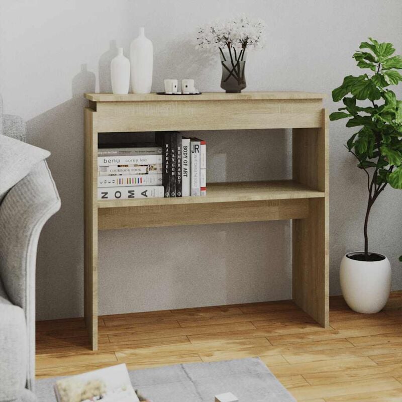 foto del prodotto tavolino consolle rovere sonoma 80x30x80cm in legno multistrato vidaxl