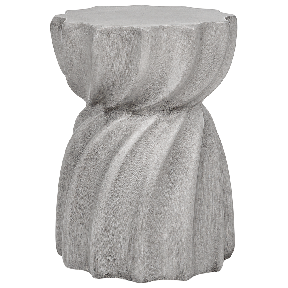 foto del prodotto tavolino d'angolo grigio mgo fibra di vetro piano rotondo forma a clessidra macchia uv ruggine acqua resistente al vento soggiorno moderno all'aperto