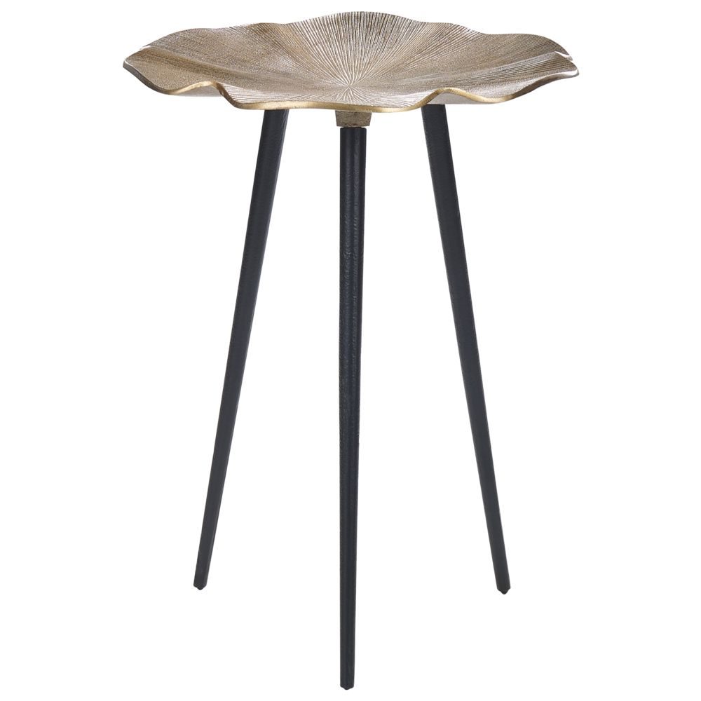 foto del prodotto tavolino d oro e nero con piano in alluminio e ferro rotondo lucido 37 cm retro home decor
