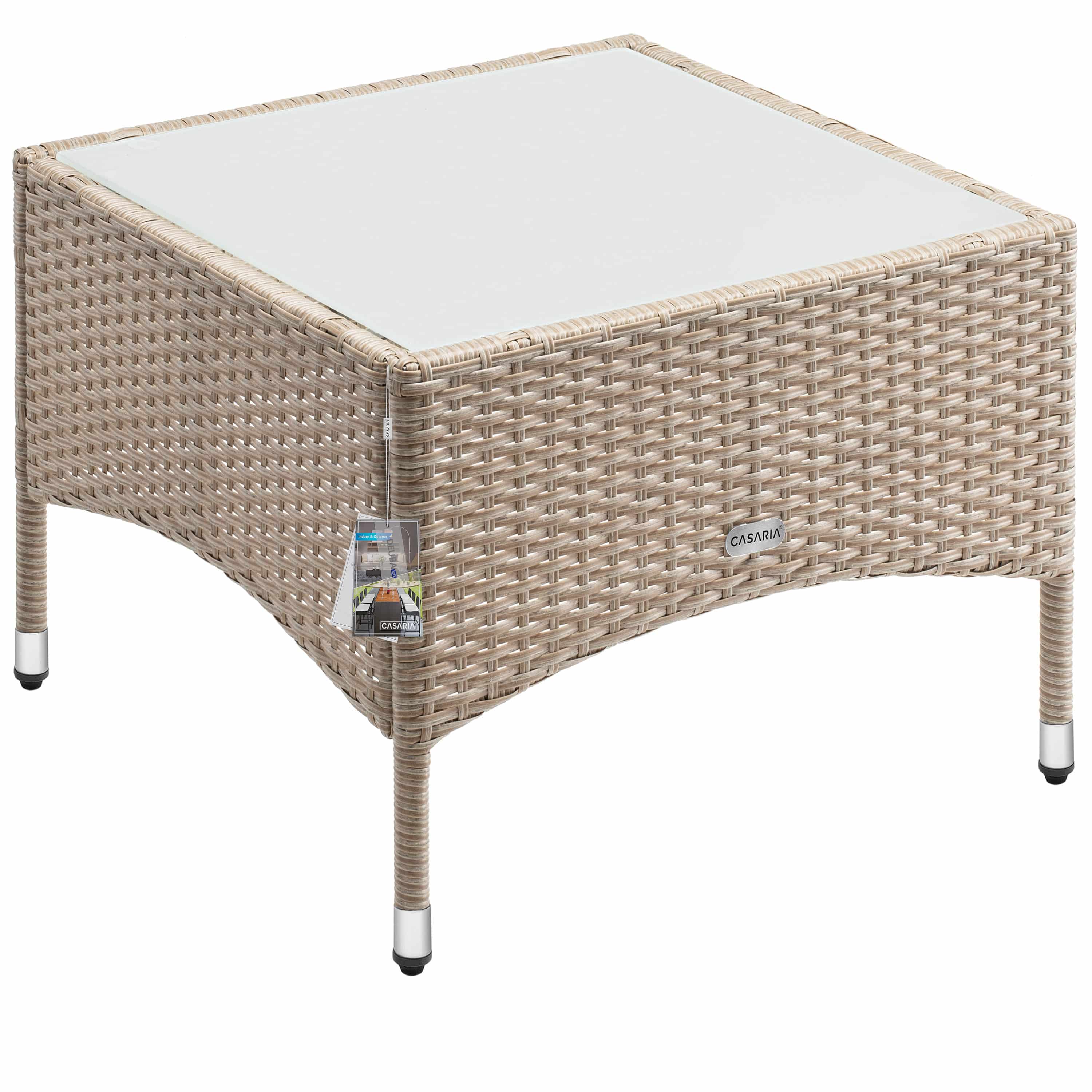 foto del prodotto tavolino da appoggio polyrattan grigio 58x58x42cm