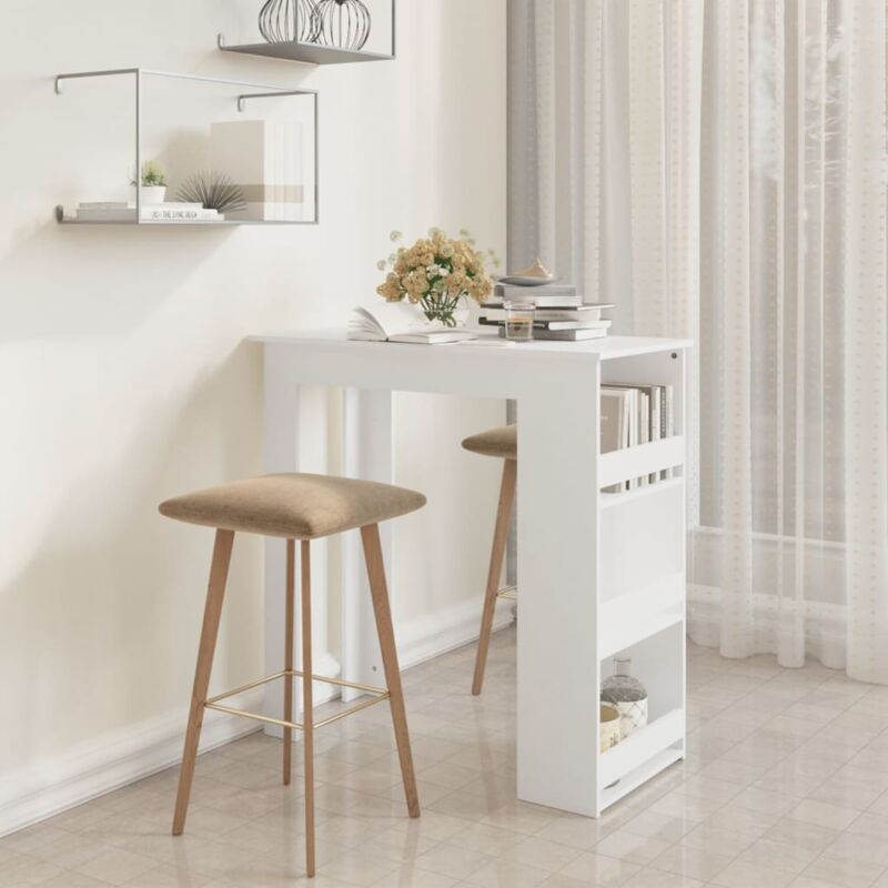 foto del prodotto tavolino da bar con mensole 102x50x103,5 cm in legno vari colori colore bianco