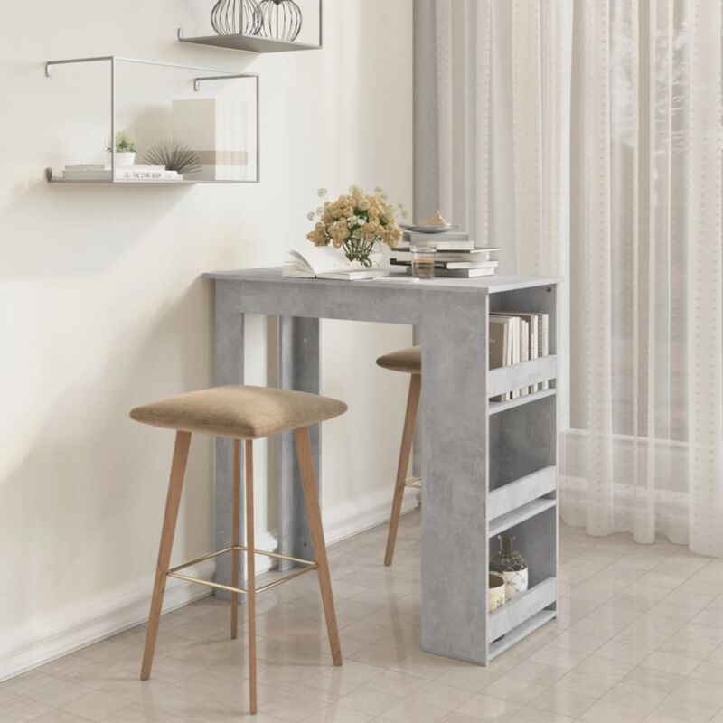 foto del prodotto tavolino da bar con portaoggetti grigio cemento 102x50x103,5 cm vidaxl