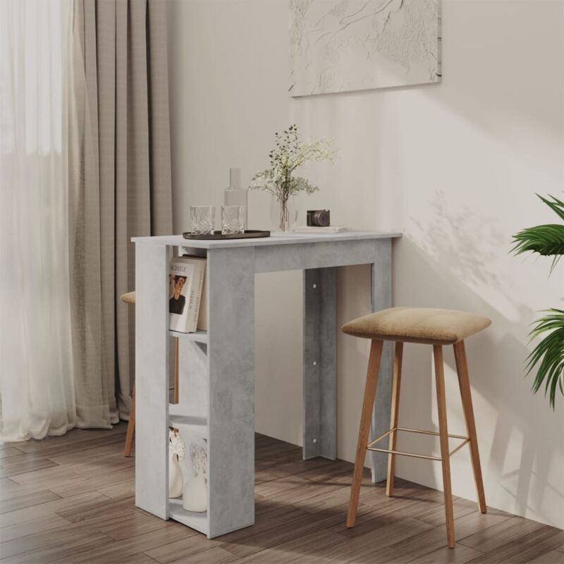foto del prodotto tavolino da bar con ripiani grigio cemento 102x50x103,5 cm vidaxl
