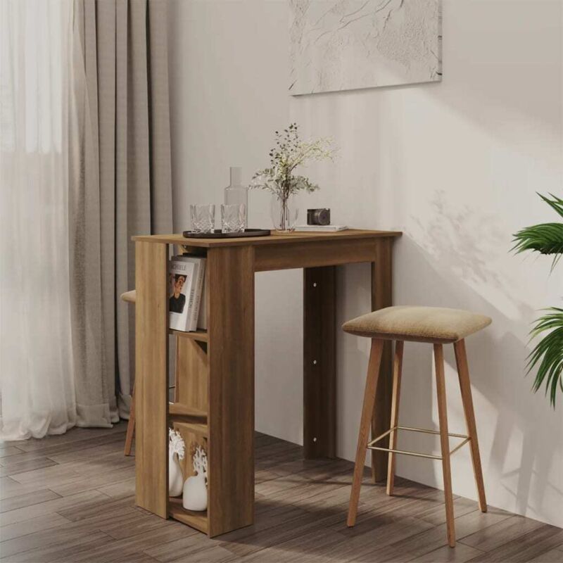 foto del prodotto tavolino da bar con ripiani rovere marrone 102x50x103,5 cm vidaxl