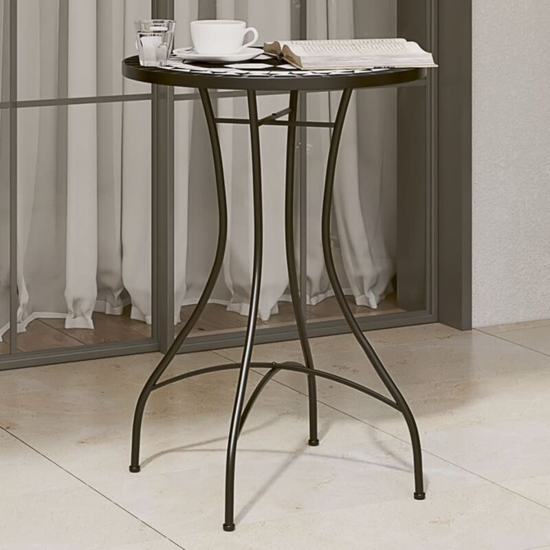 foto del prodotto tavolino da bistrot con mosaico nero e bianco 50x70cm ceramica vidaxl