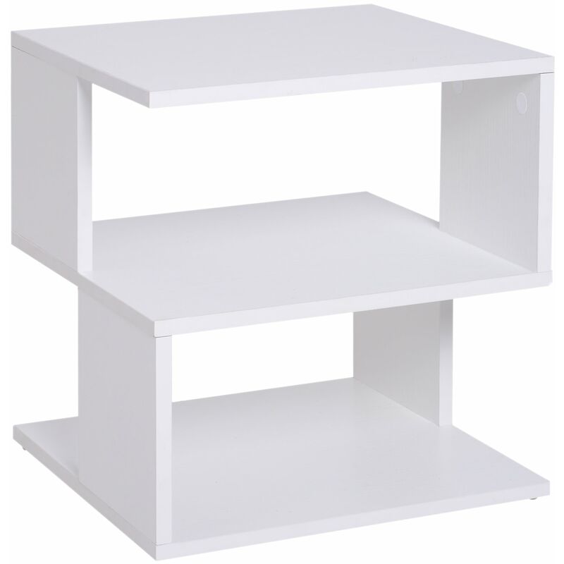 foto del prodotto tavolino da caff 2 ripiani design moderno legno bianco 40x40x43 cm