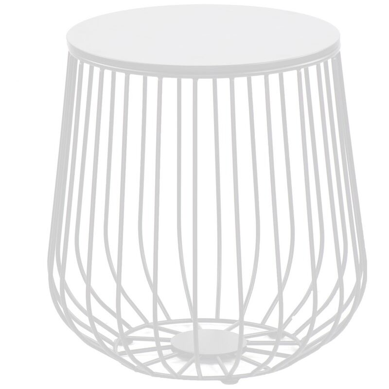 foto del prodotto tavolino da caff 41,5x43 cm bianco in metallo con ripiano in legno