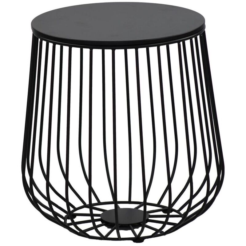 foto del prodotto tavolino da caff 41,5x43 cm nero in metallo con ripiano in legno
