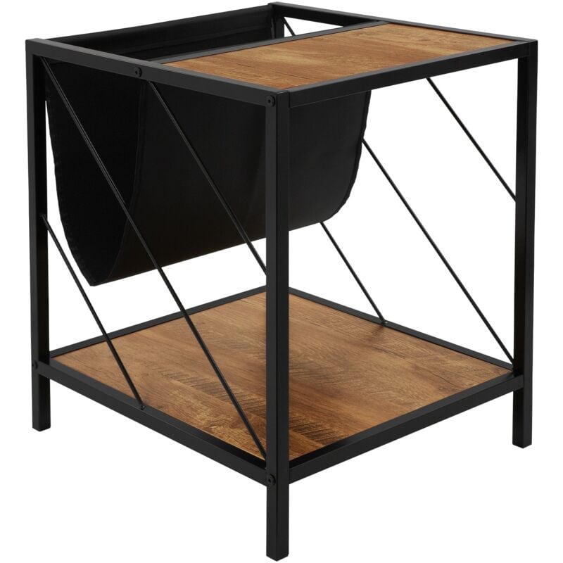 foto del prodotto tavolino da caff 48 x 43 x 54 cm tavolo da soggiorno in legno di rovere tavolo con scomparto per riviste struttura robusta in acciaio design rustico