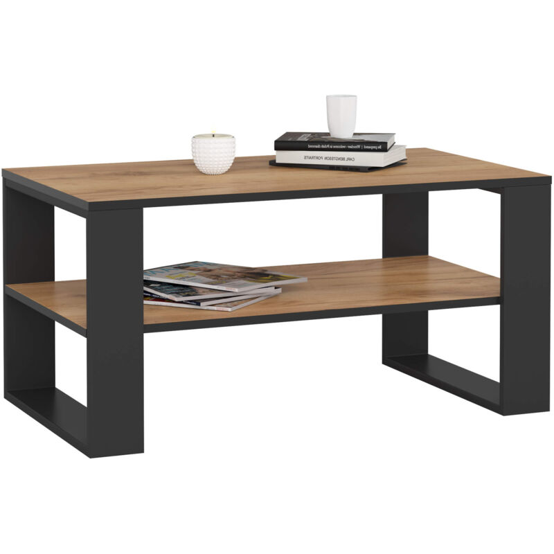 foto del prodotto tavolino da caff akord alex quercia craft 92 cm gambe nere 92x53x45 cm