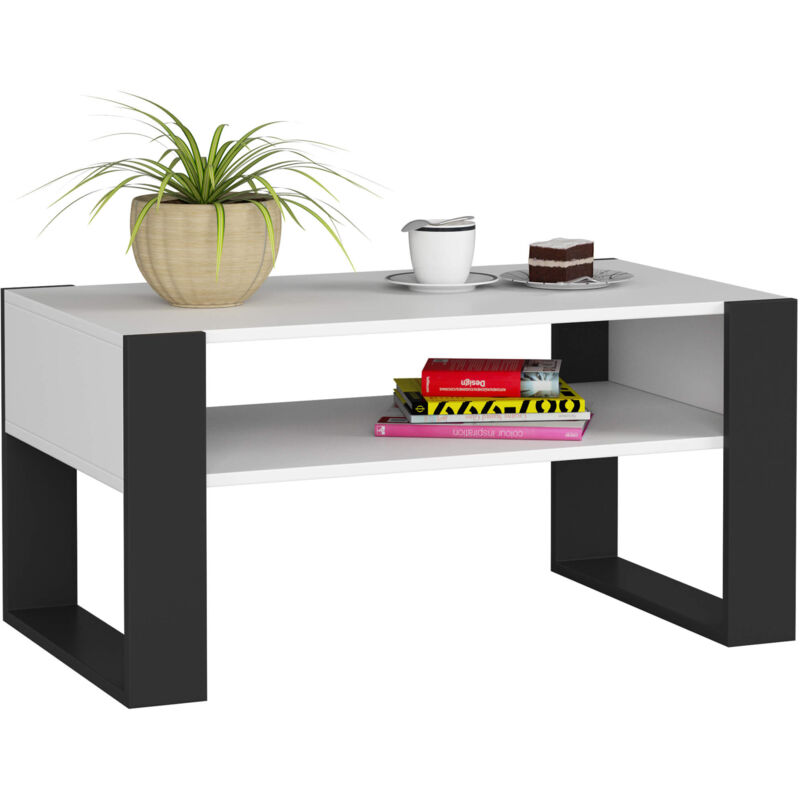 foto del prodotto tavolino da caff akord domi bianca 92 cm colore nero 92x53x45 cm