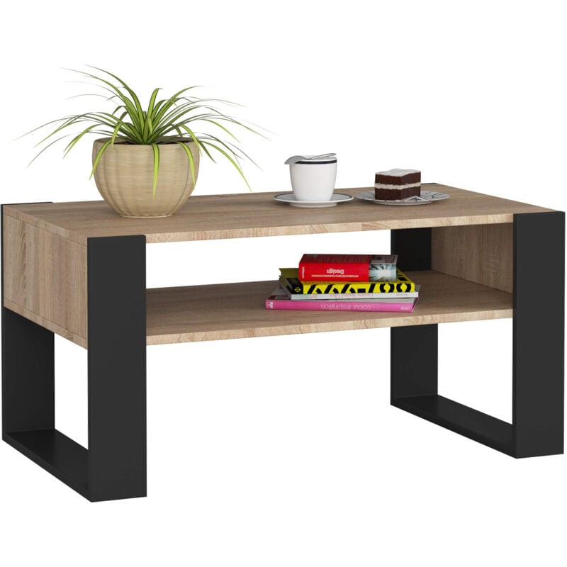 foto del prodotto tavolino da caff akord domi sonoma quercia 92 cm colore nero 92x53x45 cm