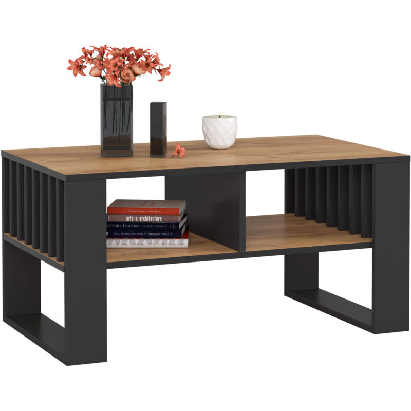 foto del prodotto tavolino da caff akord rockford quercia craft 92 cm gambe nere 92x53x45 cm