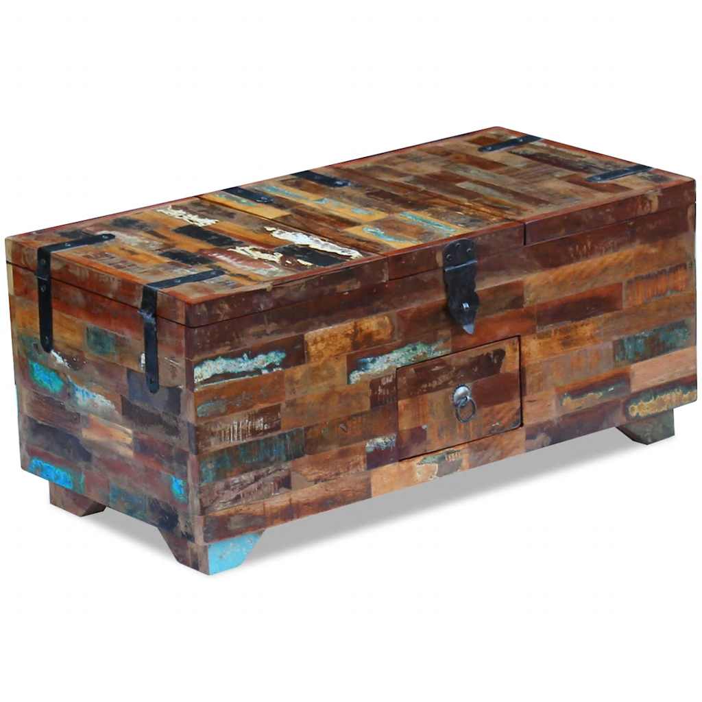 foto del prodotto tavolino da caff baule legno massello di recupero 80x40x35 cm cod mxl 14956