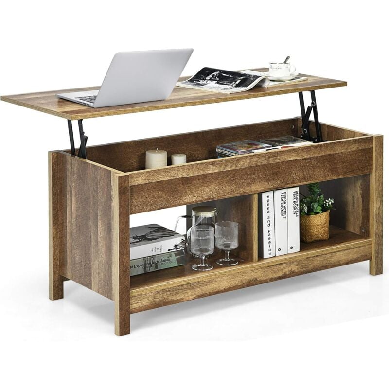 foto del prodotto tavolino da caff con superficie estraibile, tavolino con piano sollevabile, mobile multifunzionale con ottima capienza, stile moderno, ideale per
