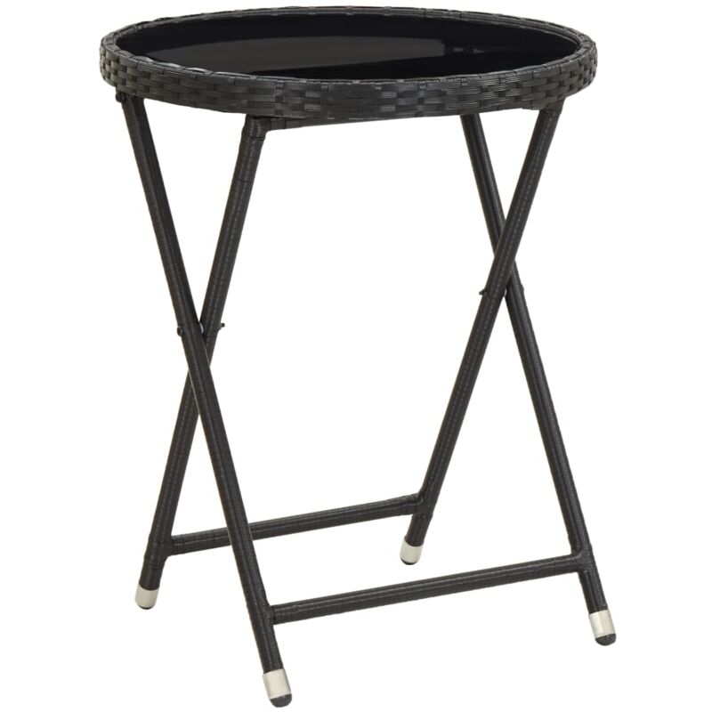 foto del prodotto tavolino da caff da 60 cm in polyrattan e vetro temperato di design vari colori colore nero