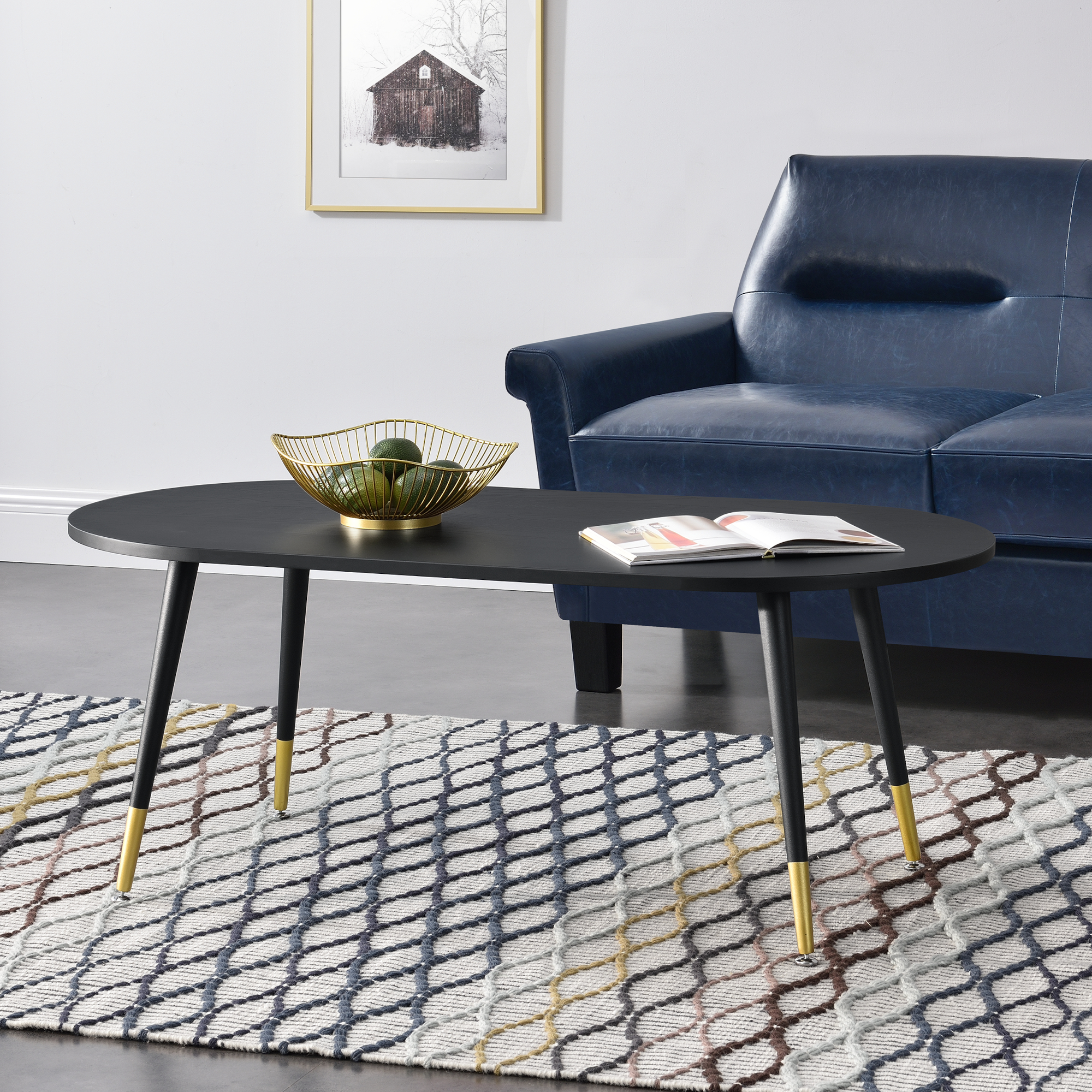 foto del prodotto tavolino da caff da divano 47 x 120 x 60 cm tavolo basso da salotto tavolino con piano in mdf di forma arrotondata e