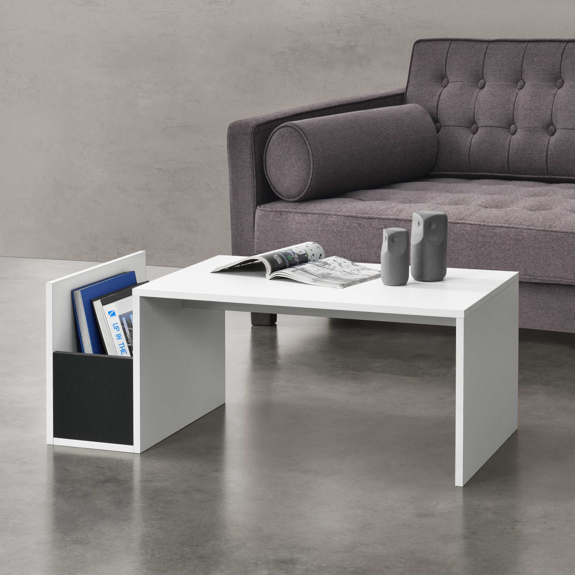 foto del prodotto tavolino da caff da divano con contenitore laterale 90 x 45 x 35 cm tavolo basso da salotto soggiorno in forma