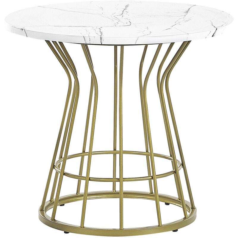 foto del prodotto tavolino da caff glam piano effetto marmo bianco e base oro concan