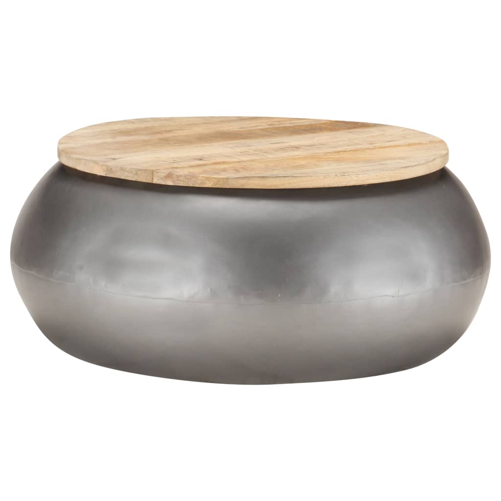 foto del prodotto tavolino da caff grigio 68x68x30 cm in legno massello di mango