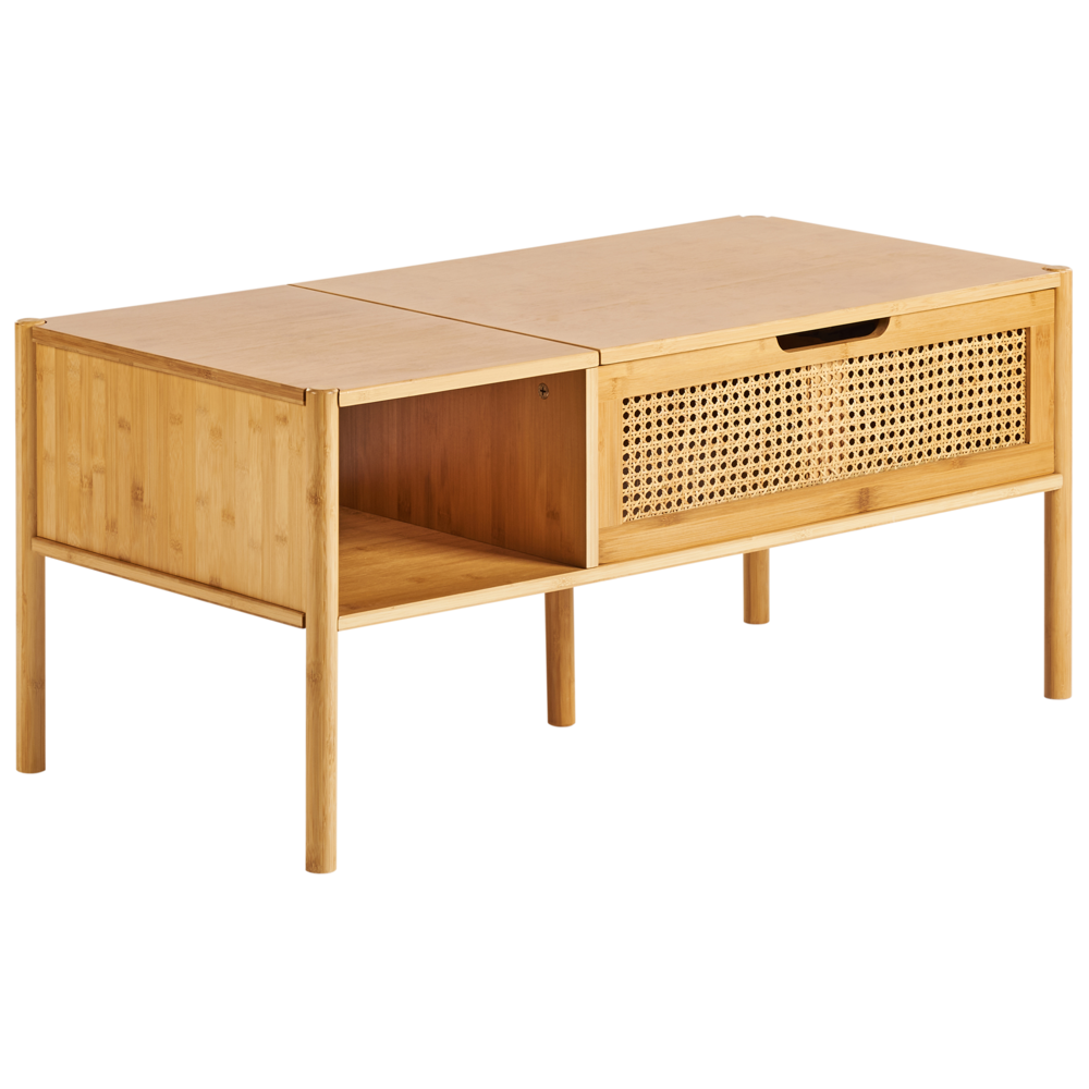 foto del prodotto tavolino da caff in bamb naturale e rattan 99 x 48 cm con piano d 39 appoggio per il soggiorno in stile boho