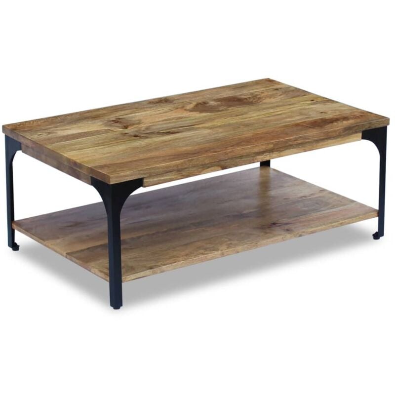 foto del prodotto tavolino da caff in legno di mango 100x60x38 cm con ripiano stile antico