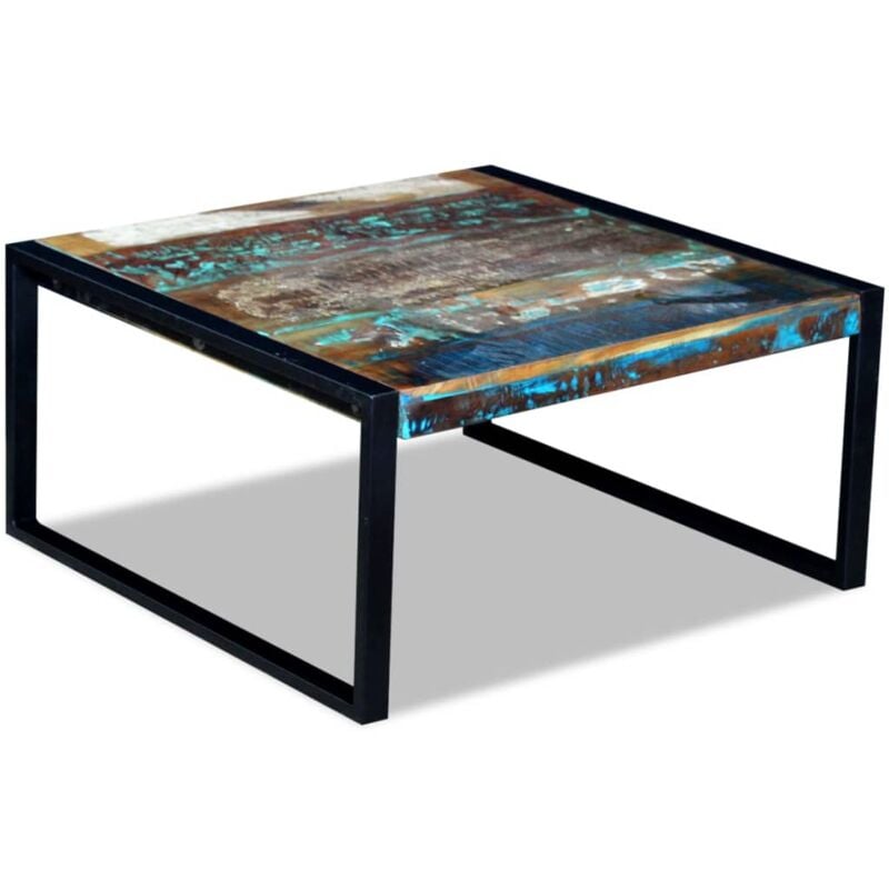 foto del prodotto tavolino da caff in legno massello anticato 80x80x40 cm multicolore