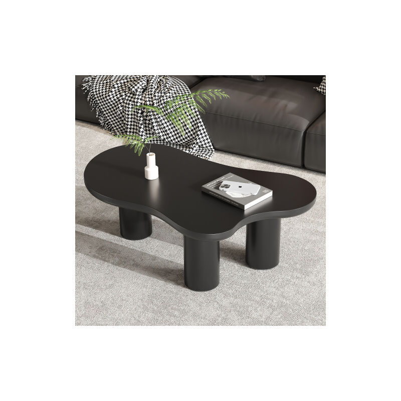 foto del prodotto tavolino da caff irregolare a forma di nuvola, 107x66x40,5 cm, piano in mdf, gambe in pvc con feltrini, nero