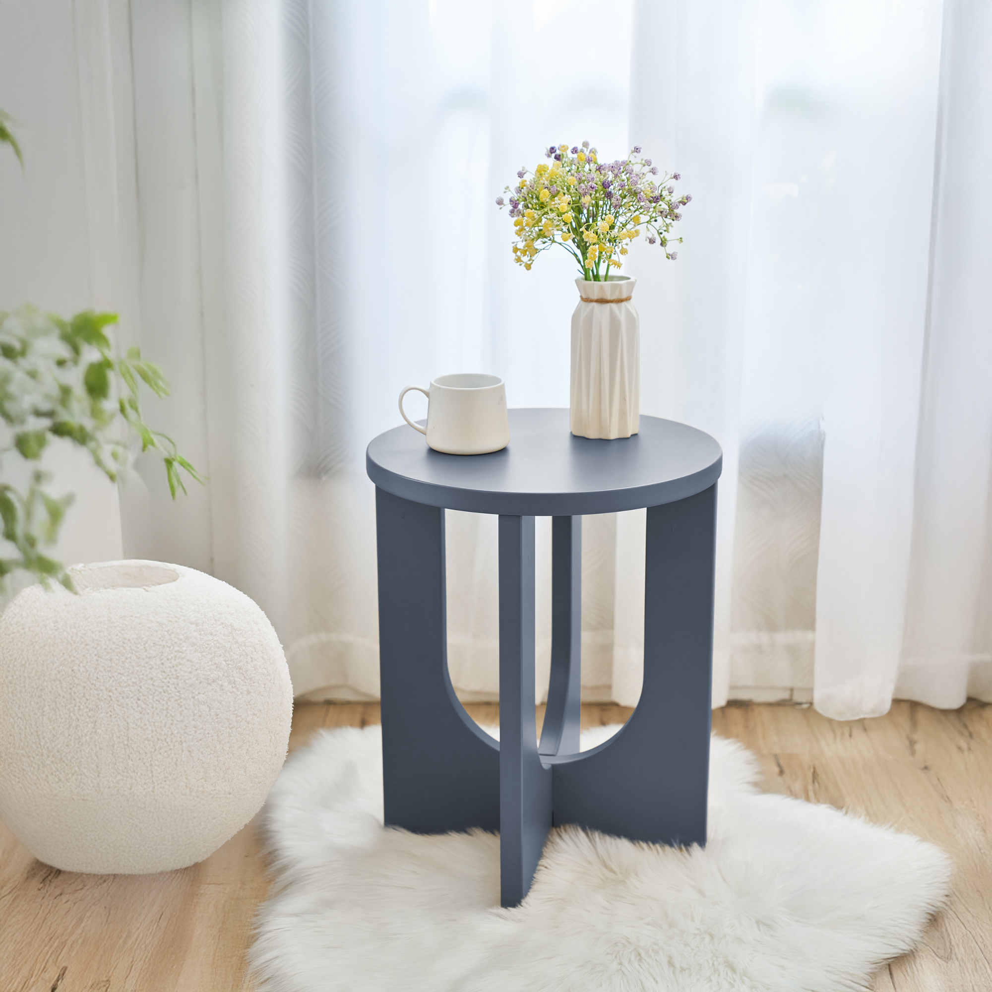 foto del prodotto tavolino da caff kysdajore piano rotondo 50x40 cm blu grigiastro en.casa 