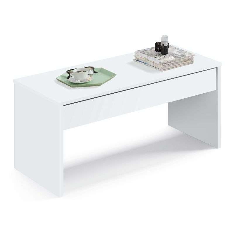 foto del prodotto tavolino da caff moderno kamet, bianco, sollevabile, per soggiorno, sala da pranzo, superficie 47 58x100x50 cm