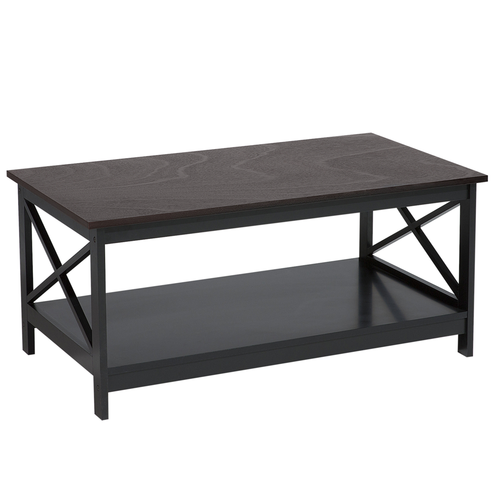 foto del prodotto tavolino da caff nero 100 x 55 cm 2 ripiani rettangolare da tavolo in stile moderno