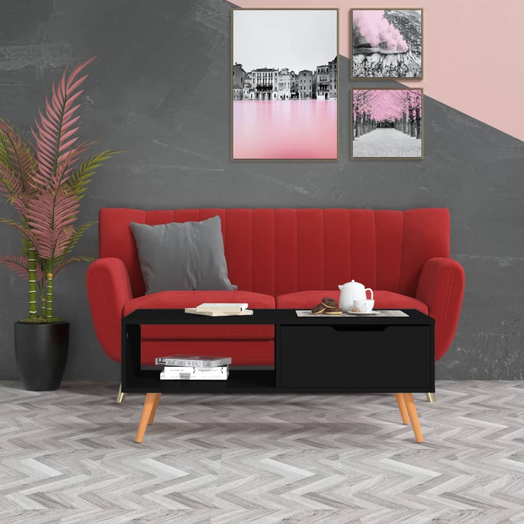 foto del prodotto tavolino da caff nero 100x49,5x43 cm in truciolato