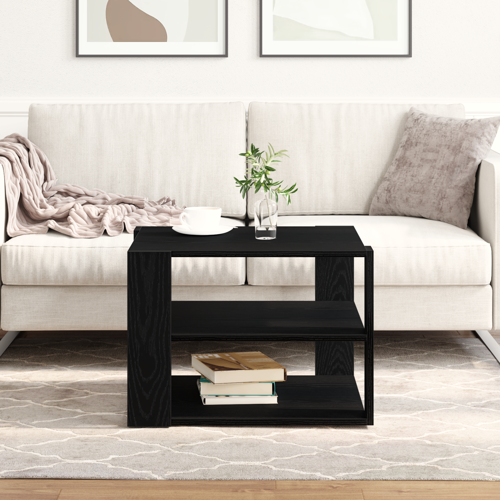 foto del prodotto tavolino da caff nero rovere 59,5x59,5x40 cm legno ingegnerizzato
