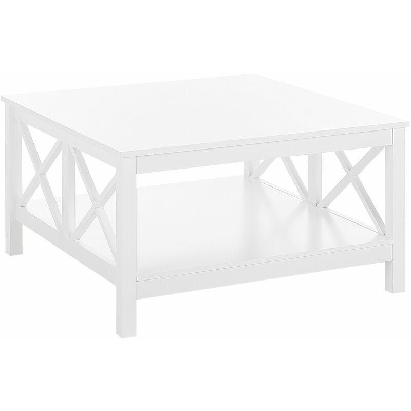 foto del prodotto tavolino da caff quadrato bianco con 2 piani d appoggio stile boho lotta
