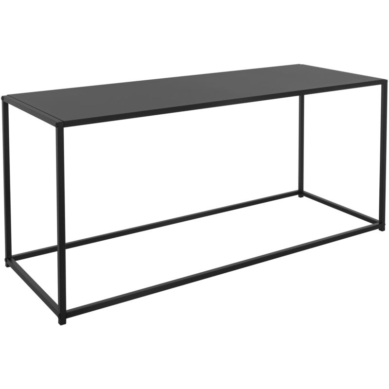 foto del prodotto tavolino da caff salotto rettangolare 110 x 40 x 50,5 cm struttura telaio in metallo nero tavolo per soggiorno divano ingresso consolle design