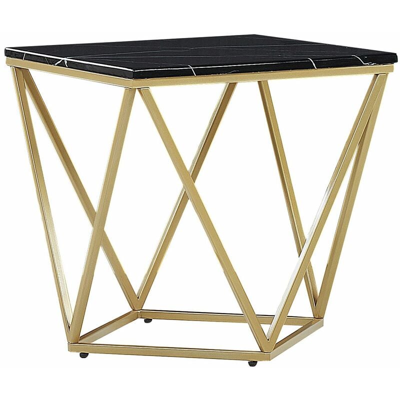 foto del prodotto tavolino da caffè stile moderno geometrico effetto marmo nero e oro malibu