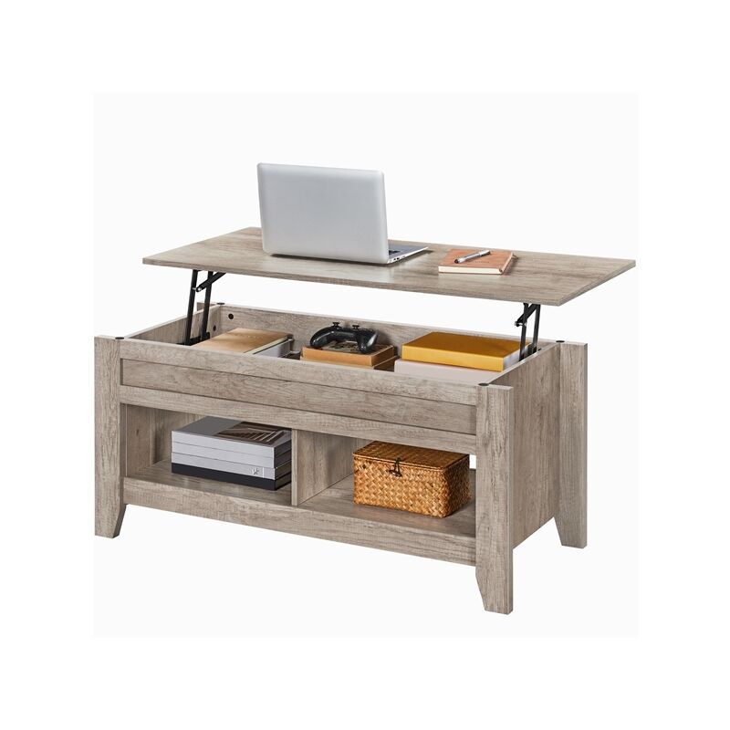 foto del prodotto tavolino da caff tavolo sollevabile elevabile da salotto mobile da divano soggiorno portariviste 105 x 50 x 62 cm grigio yaheetech
