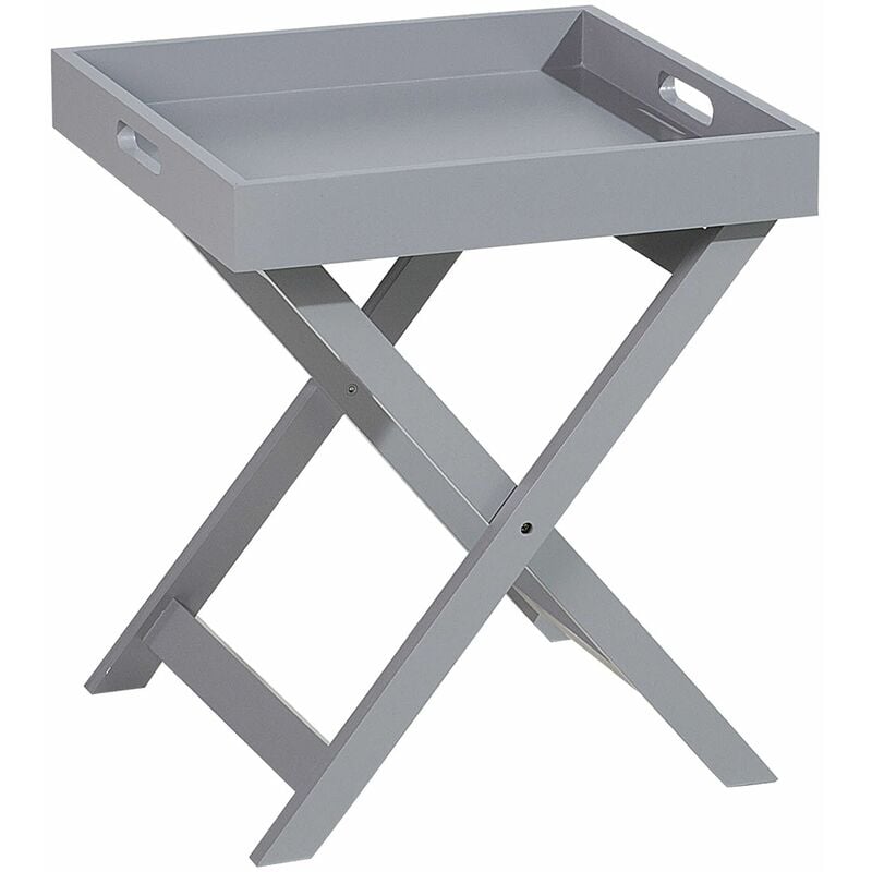 foto del prodotto tavolino da caff vassoio rimovibile pieghevole in legno grigio dal design scandinavo