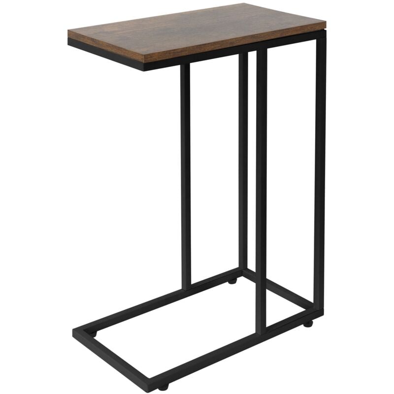 foto del prodotto tavolino da divano a forma c nero 45x25x64 cm struttura in metallo e piano in legno marrone vintage tavolo da caff laterale tavolino basso da