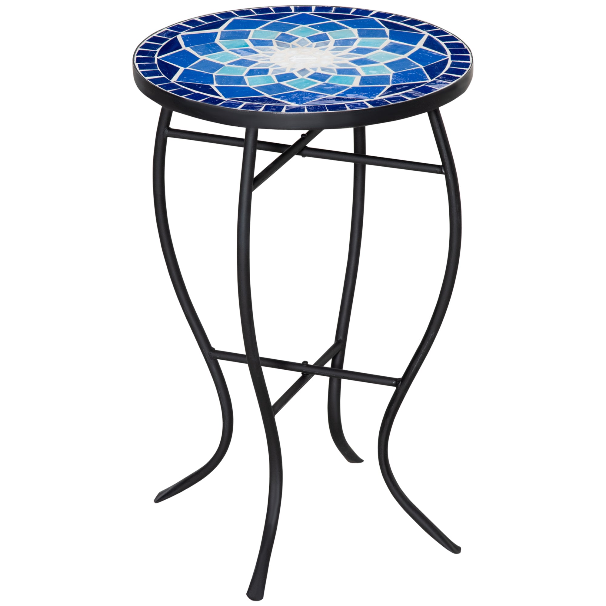 foto del prodotto tavolino da giardino 35,5x53,5 cm in metallo con mosaico blu