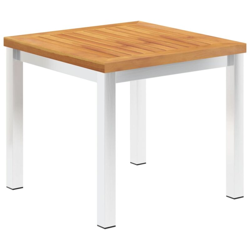 foto del prodotto tavolino da giardino 45x45x38cm in legno acacia e acciaio inox vidaxl