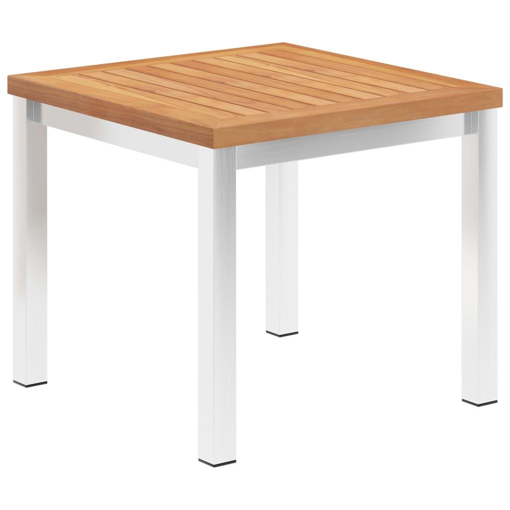 foto del prodotto tavolino da giardino 45x45x38cm in legno di teak e acciaio inox cod mxl 34416