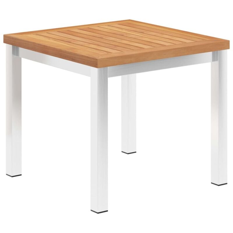 foto del prodotto tavolino da giardino 45x45x38cm in legno di teak e acciaio inox vidaxl