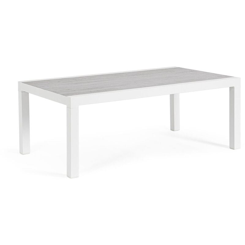 foto del prodotto tavolino da giardino in alluminio 120x70 kledi colore bianco