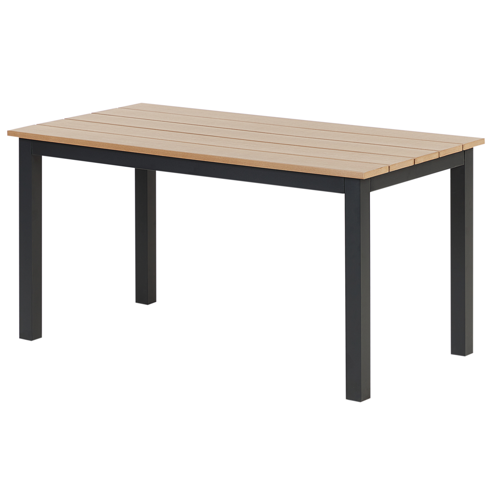foto del prodotto tavolino da giardino in legno plastico chiaro 96 x 52 telaio in alluminio nero